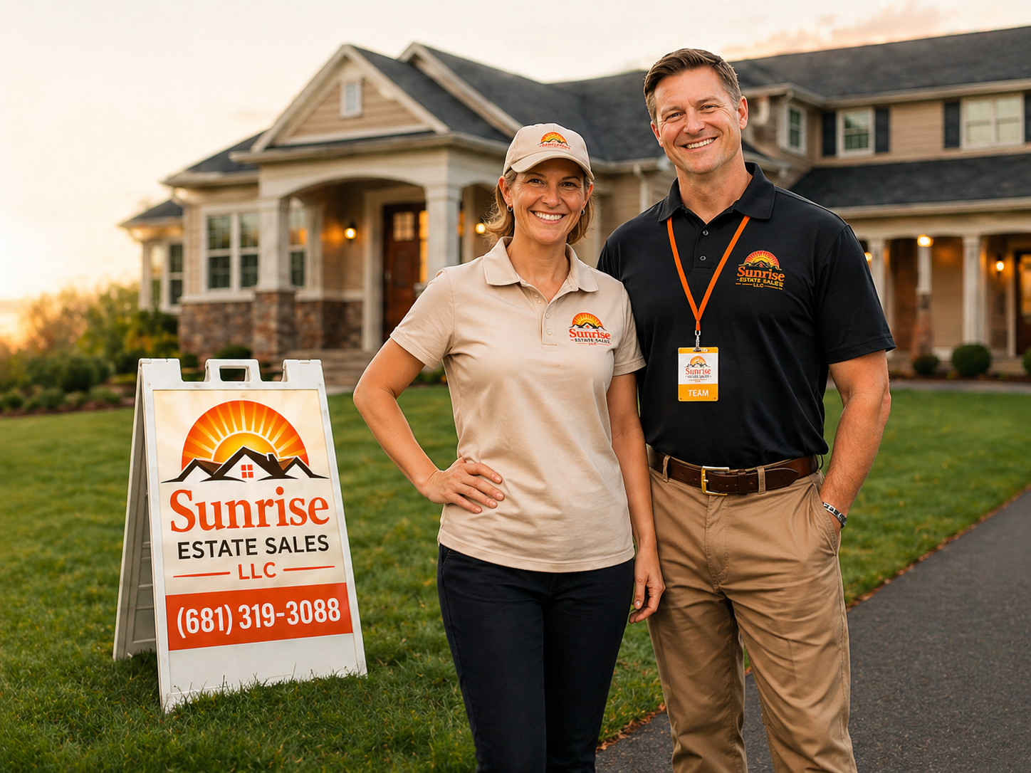 Sunrise Estate Sales team standing in front of a home
